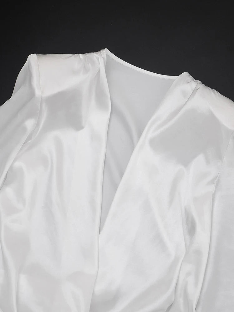 Pleated satin mini dress - Roxana