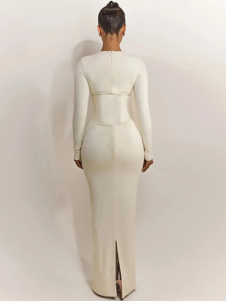 Maxi dress with corset design - TOHAR