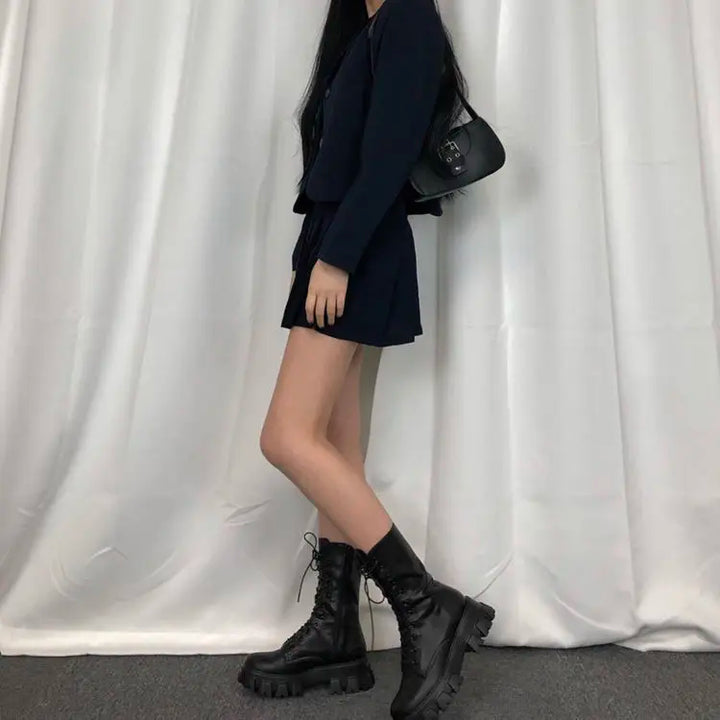 Faux leather rain boots with lace-up design - Martin