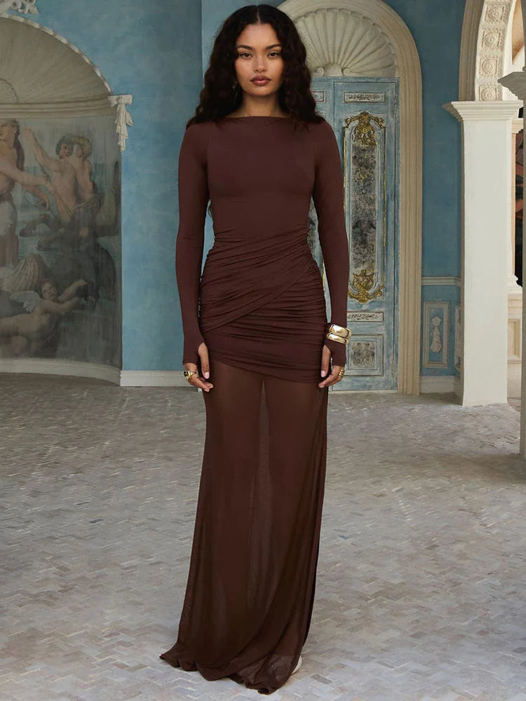 Open-back pleated mini dress with chiffon skirt - SARI