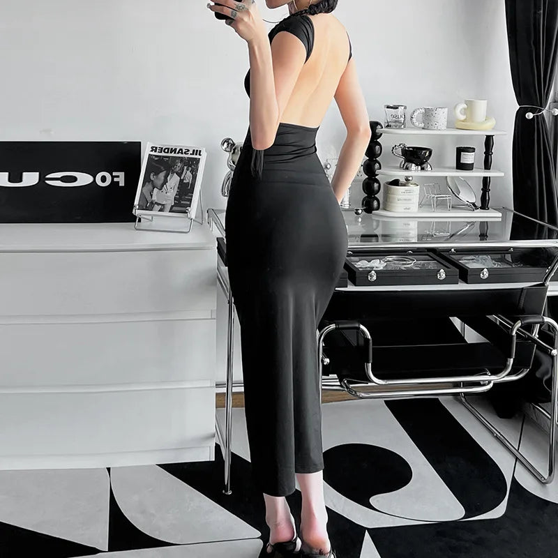 שמלת מקסי צמודה גב פתוח - Elia