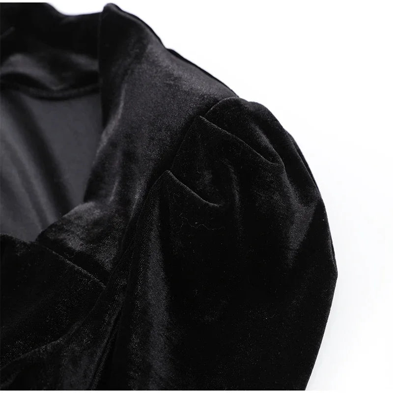 שמלת מיני קטיפה בעיצוב חצאית קיפולים - Ophelia