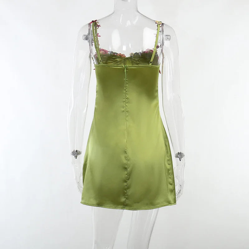 שמלת מיני סאטן בעיטור פרחים - סארין