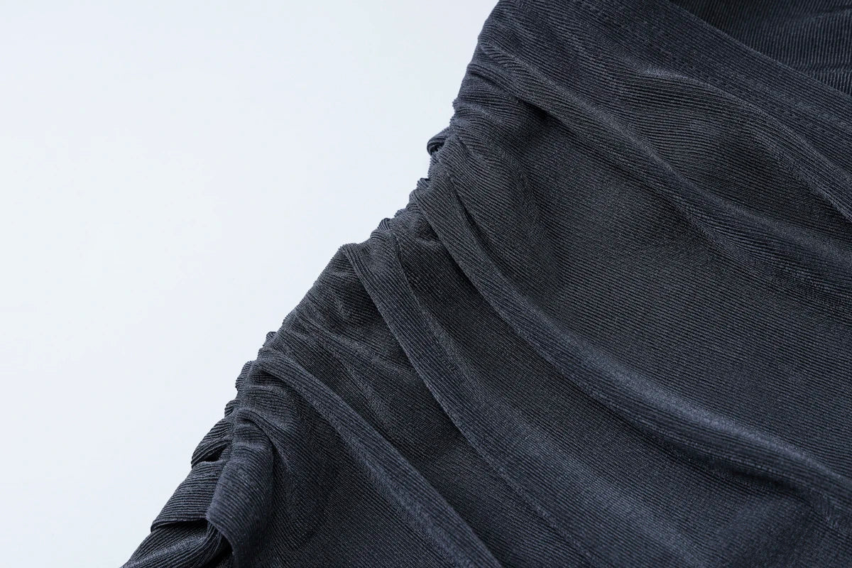 שמלת מקסי זמש סרוגה בעיצוב צווארון נופל וקשירה גב פתוח - תאלין