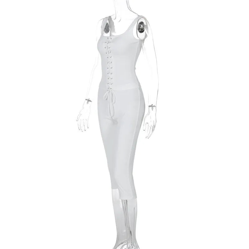 סט שני חלקים טופ קשירה וטייץ שלושת רבעי - נדיה