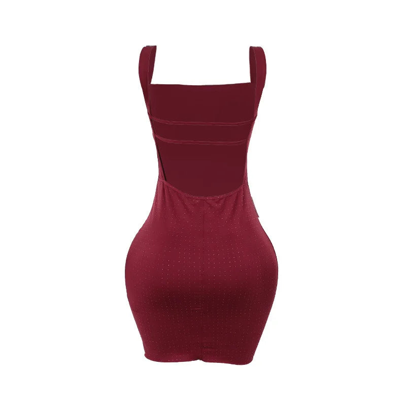 שמלת מיני צמודה בעיטור זרקונים מנצנצים - LIT