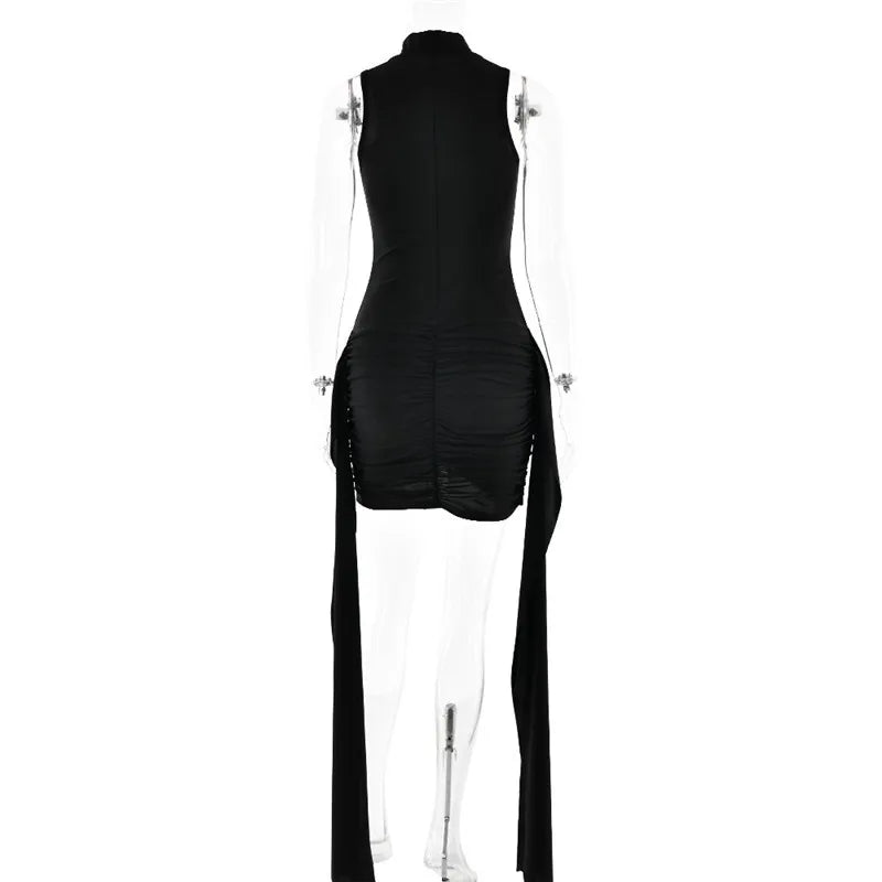 שמלת מיני כיווצים בעיטור שובלים - ANNA