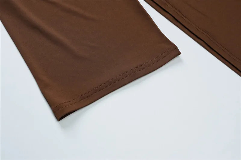 חליפת שני חלקים טייץ שלושת רבעי בעיצוב קשירה וחולצת שרוולי פעמון - קנדי