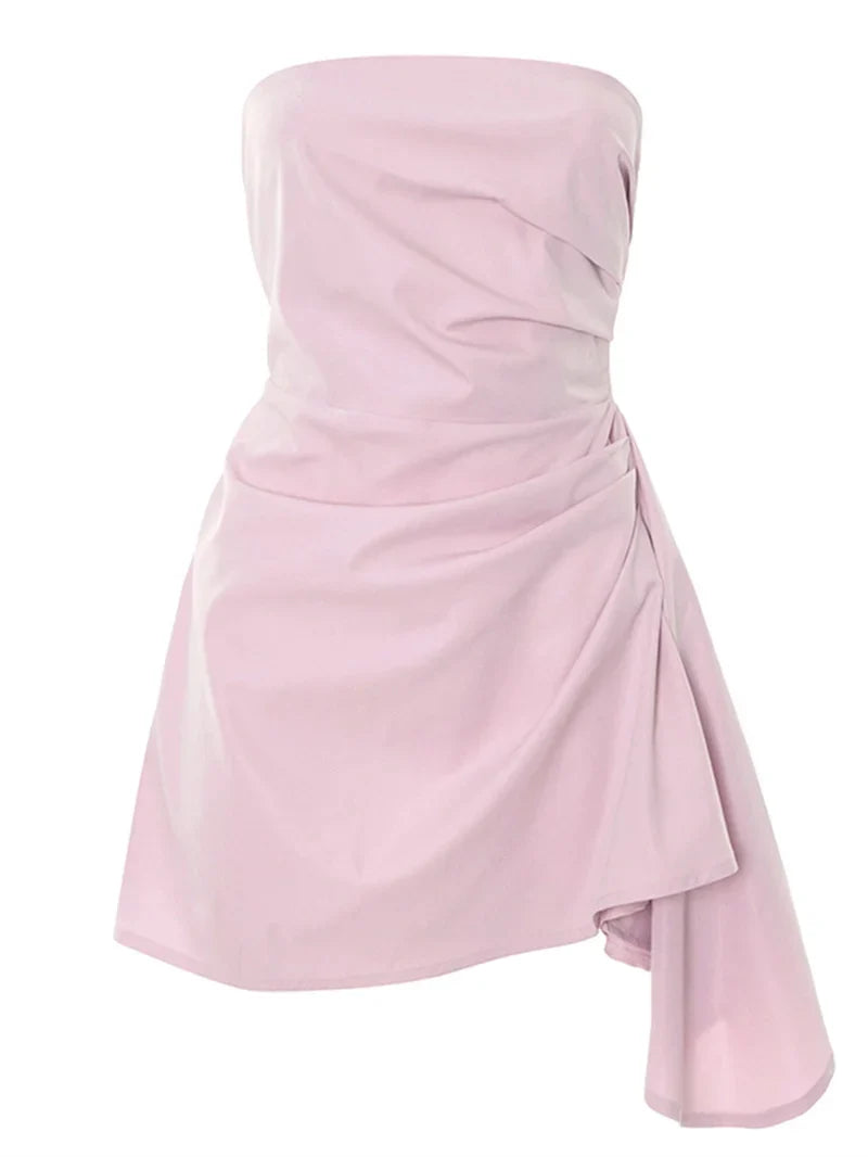 שמלת מיני סטרפלס בעיצוב קיפולים - מלודי