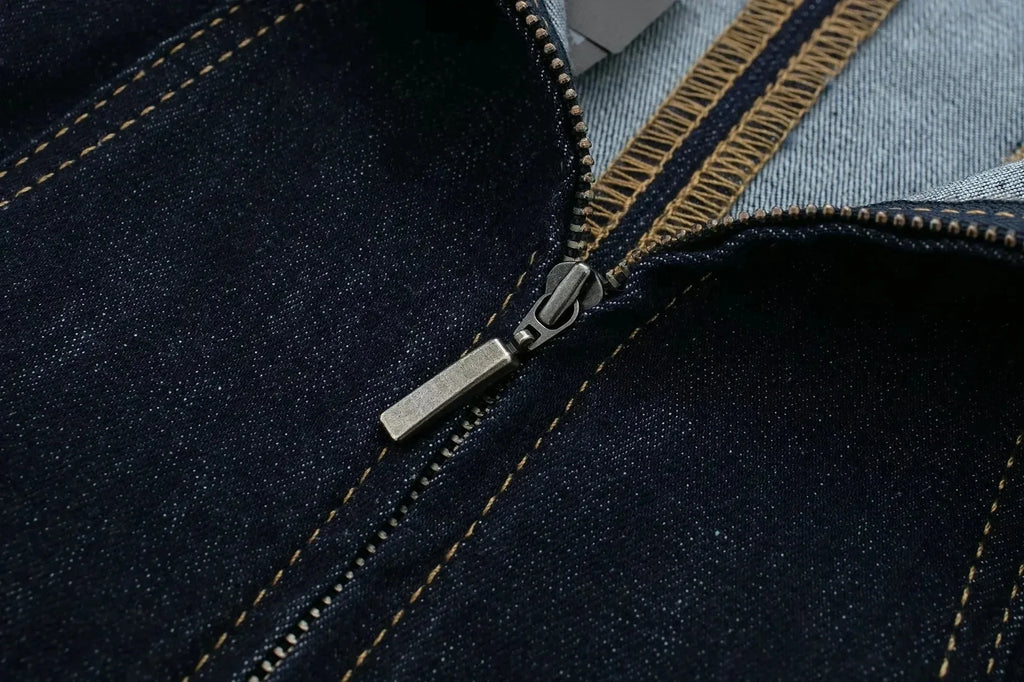 שמלת סטרפלס ג'ינס מקסי צמודה בעיצוב פסים - רוני לי