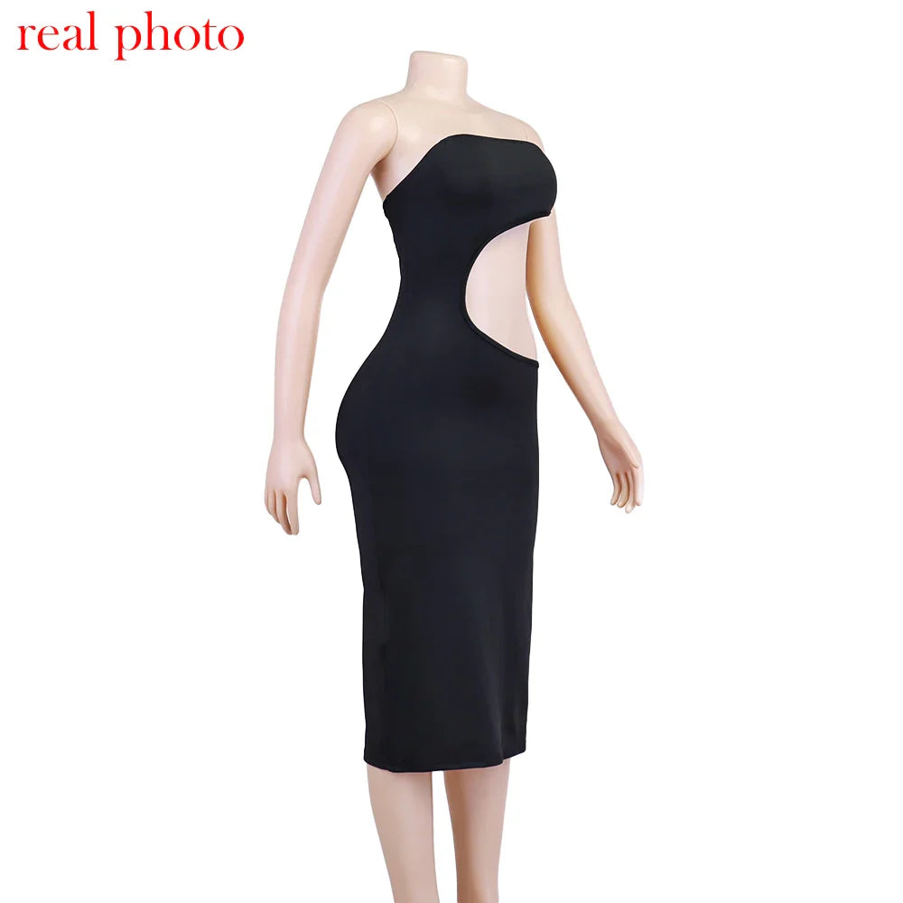 שמלת מידי סטרפלס בטן חשופה - ראיין