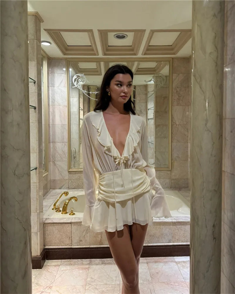 שמלת מיני שיפון מלמלה - אוולין