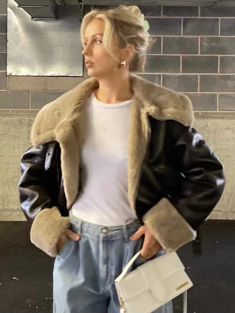 מעיל עור פרווה פנימית - קנדי