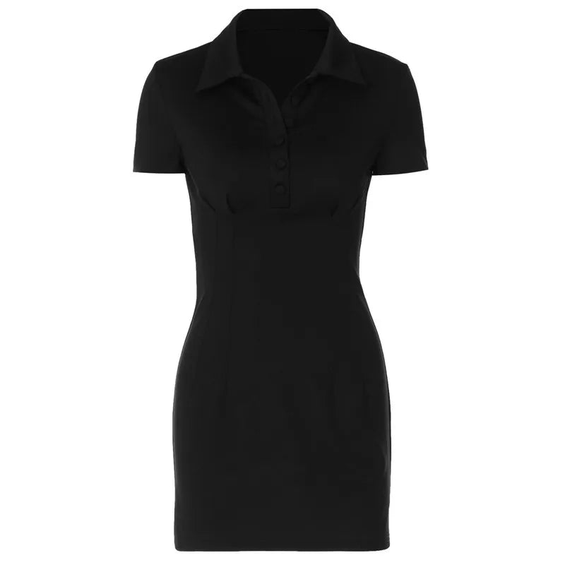 שמלת מיני מחויטת צווארון פולו - PATRISIA