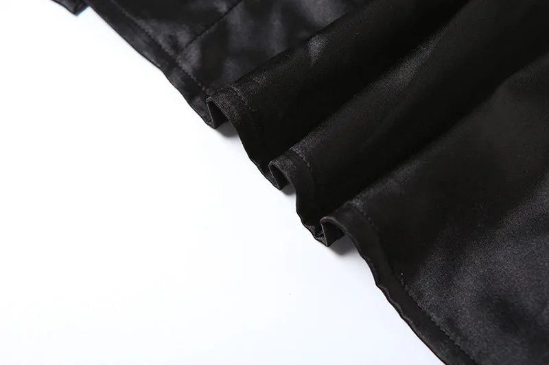 סט שני חלקים חצאית מקסי סאטן וטופ מחוך סטרפלס בעיטור פייטים - Milani