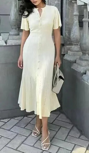 שמלת מידי סרוגה בעיצוב וינטג' צרפתי - מימי