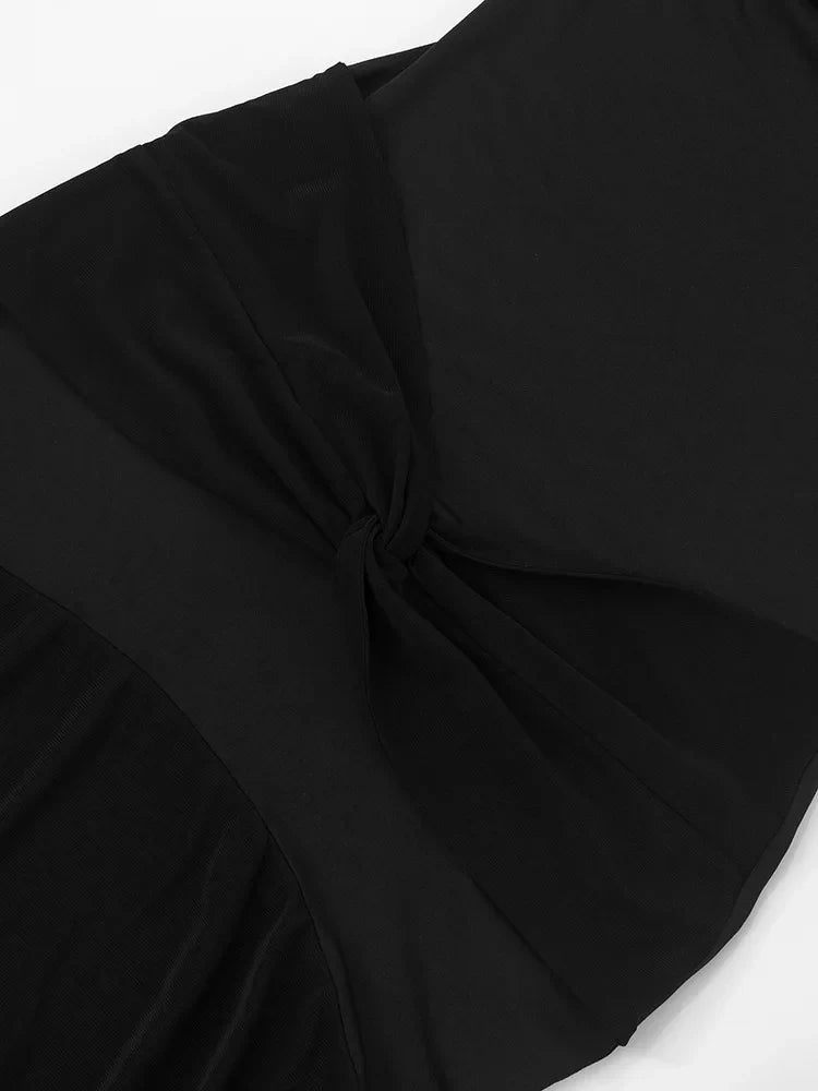 שמלת מקסי סטרפלס בעיטור שיפון וכיווצים - חסמין