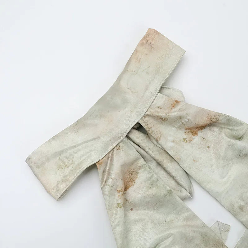 שמלת מקסי קולר בהדפס מיוחד גב פתוח - אורן