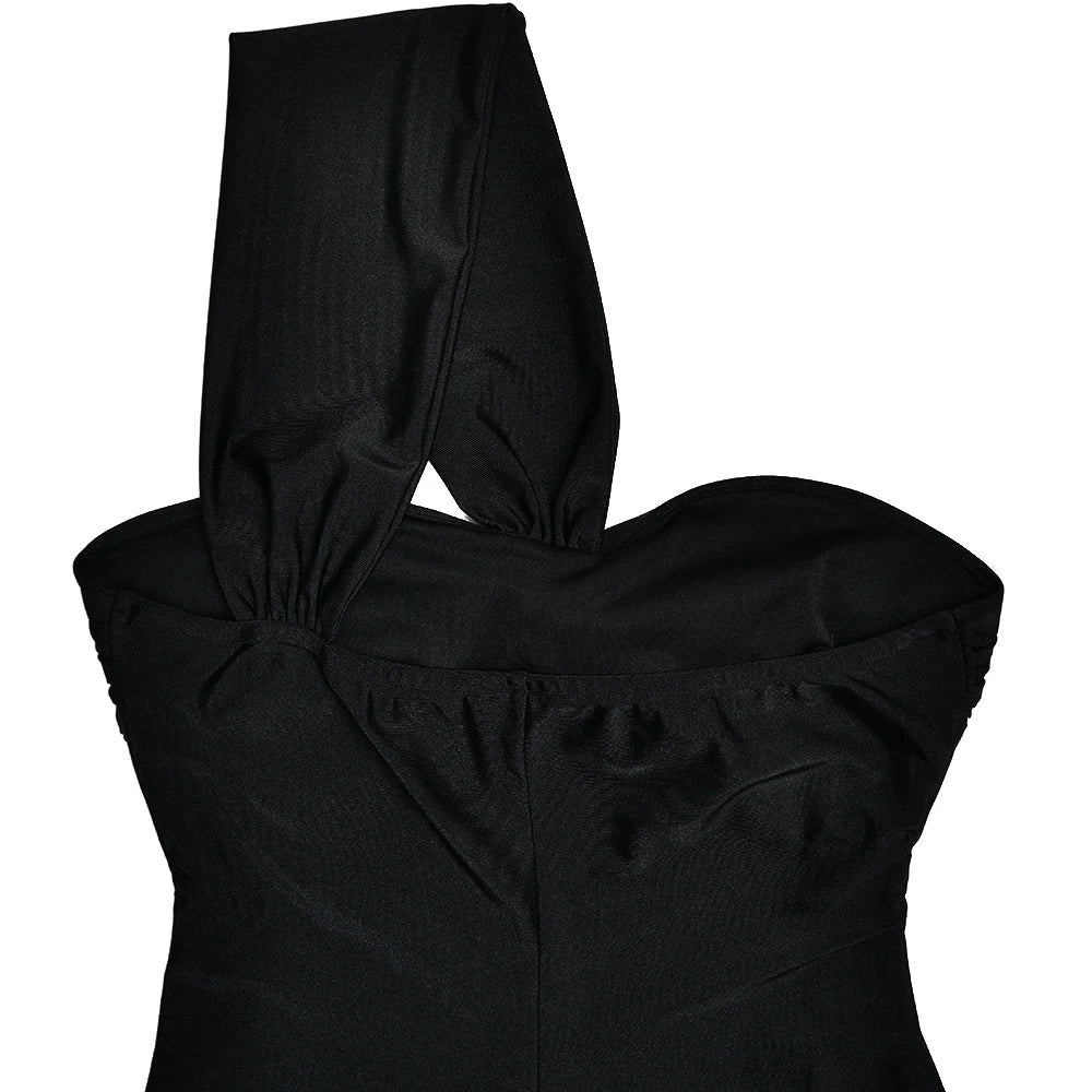 שמלת מקסי בעיטור קיפולים כתפייה אחת אסימטרית - מרלו