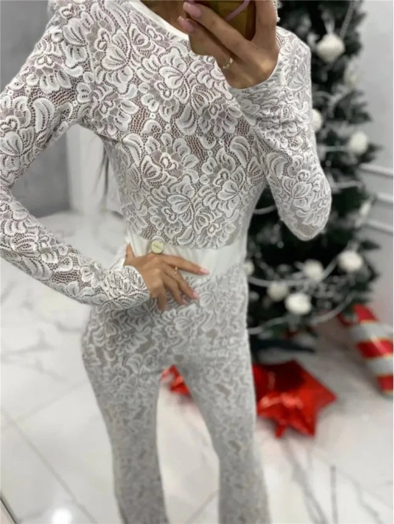 אוברול תחרה עם תחתית (לא שקוף) - אריקה