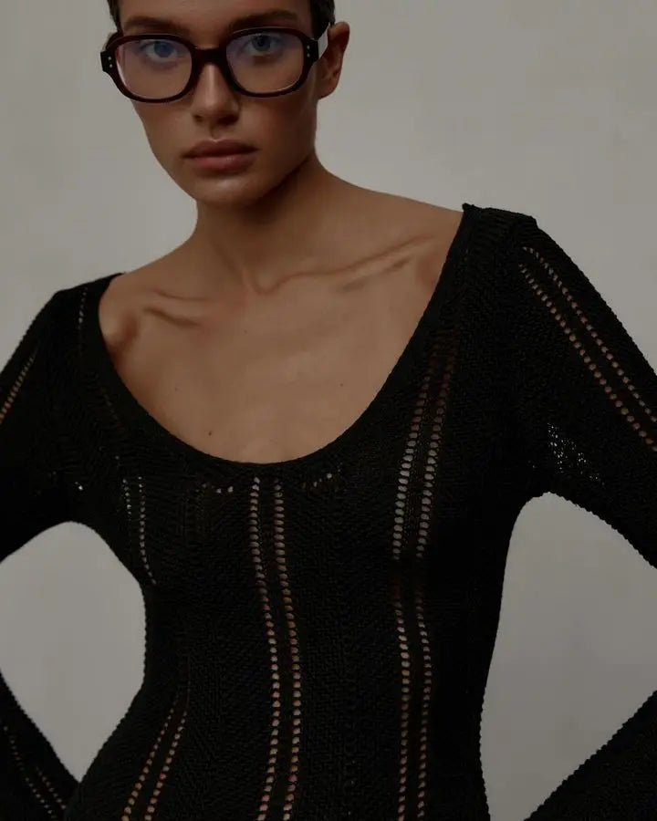 שמלת מקסי סרוגה גב פתוח - Sierra