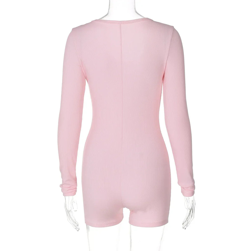 אוברול חלק אחד סרוג בעיטור כפתורים - Lauren