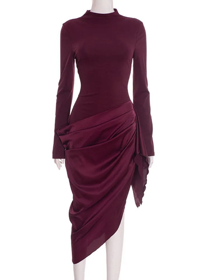 Asymmetrical satin midi dress - NIRA