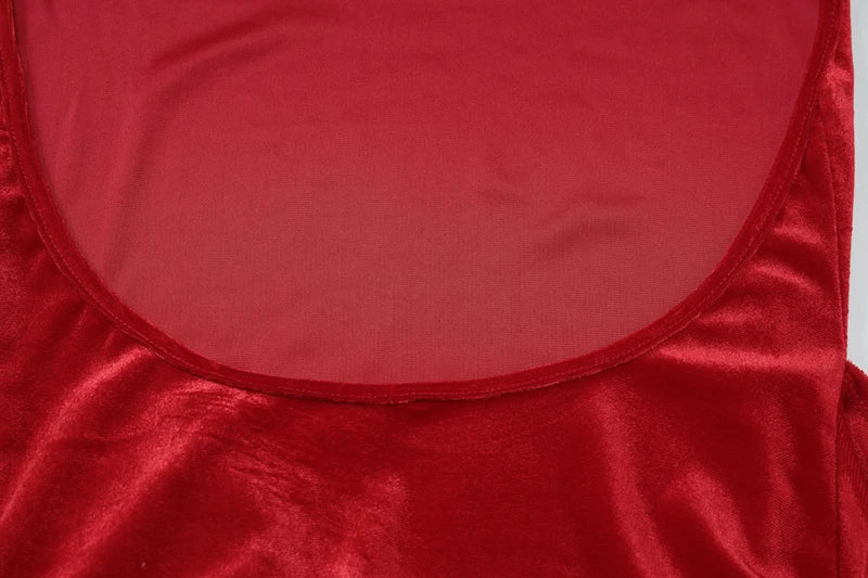 שמלת מקסי קטיפה בעיטור קשירה - מריאנלה