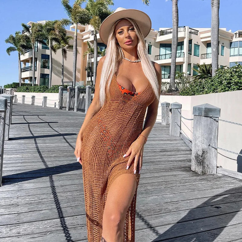 שמלת חוף מקסי סרוגה - בוניטה