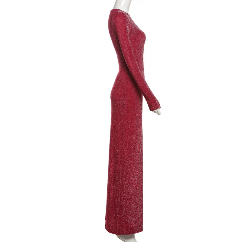 שמלת מקסי נצנצים בעיצוב שסע עמוק - Harlow