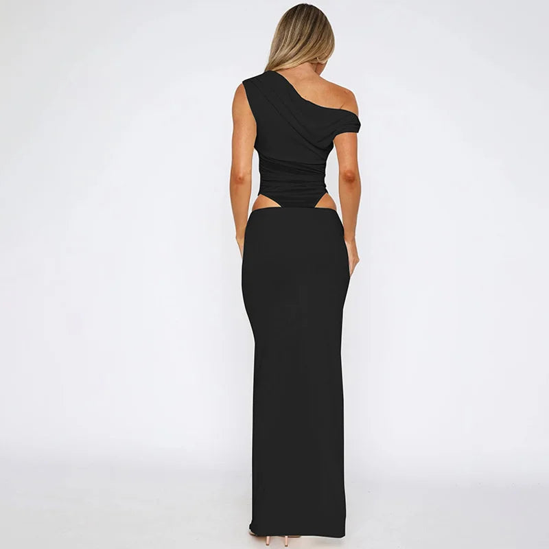 שמלת מקסי בעיצוב רשת ופתחים כתפיים חשופות - הלסיה