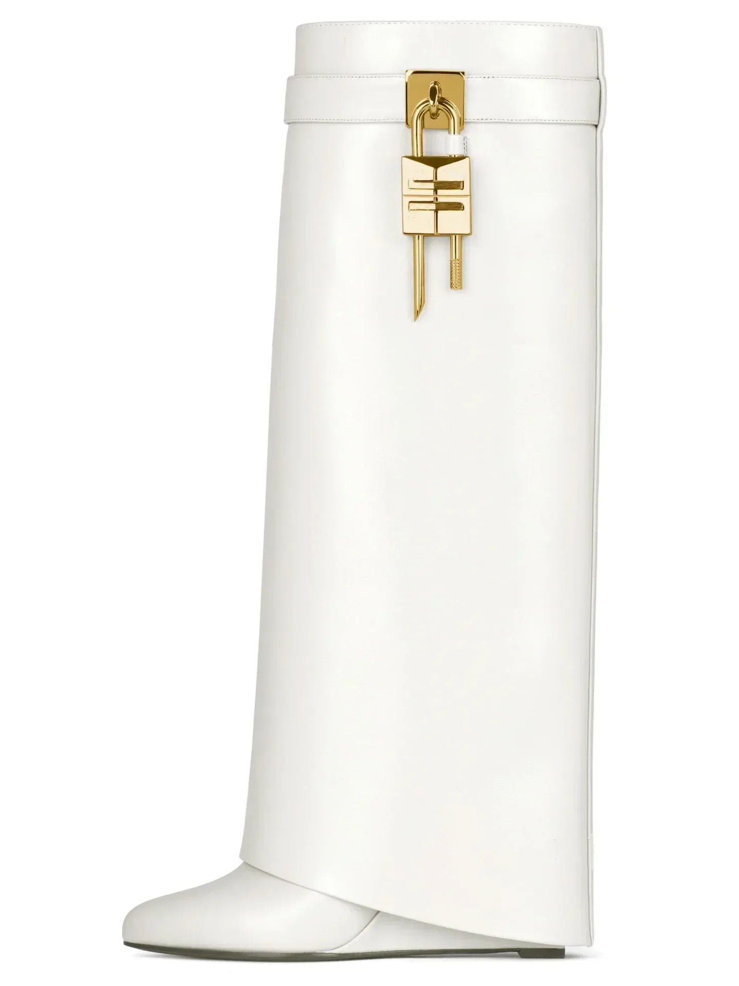 מגפי עקב דמוי עור גבוהים בעיטור מנעול - Reese