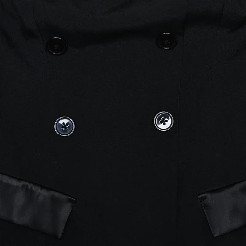 שמלת מיני סטרפלס בעיטור כפתורים ודמוי כיסים - בוני