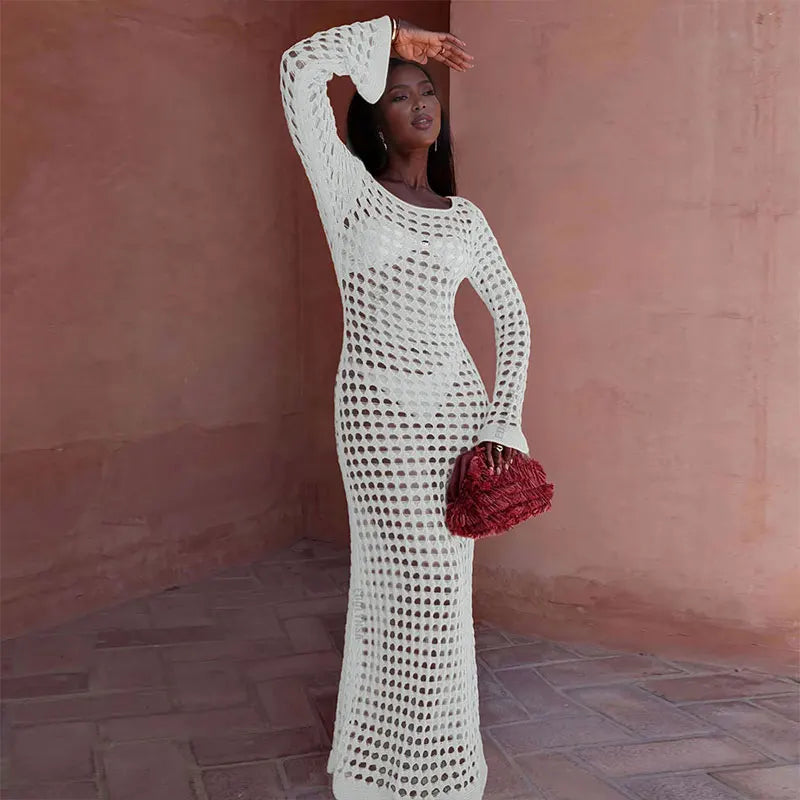 שמלת מקסי חוף רשת  - סול