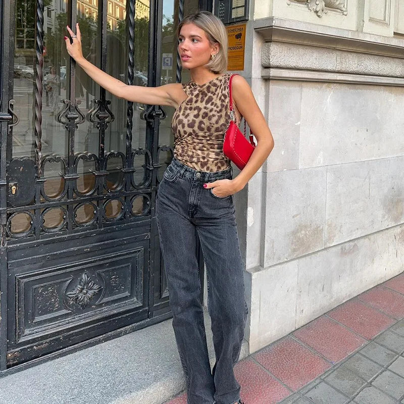 בגד גוף מנומר שיפון בעיצוב מיוחד  - ריילי