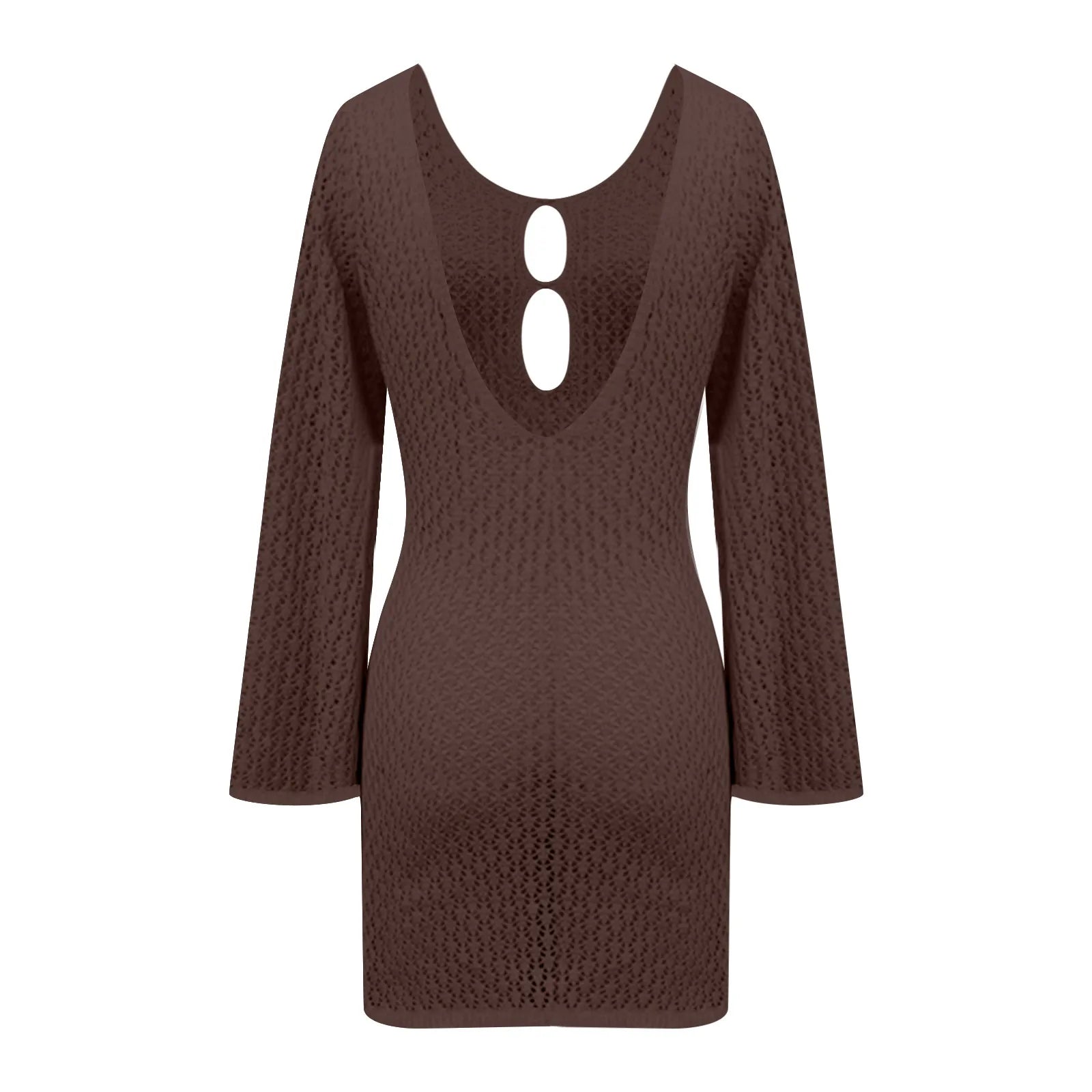 שמלת מיני חוף סרוגה גב פתוח  - Keira