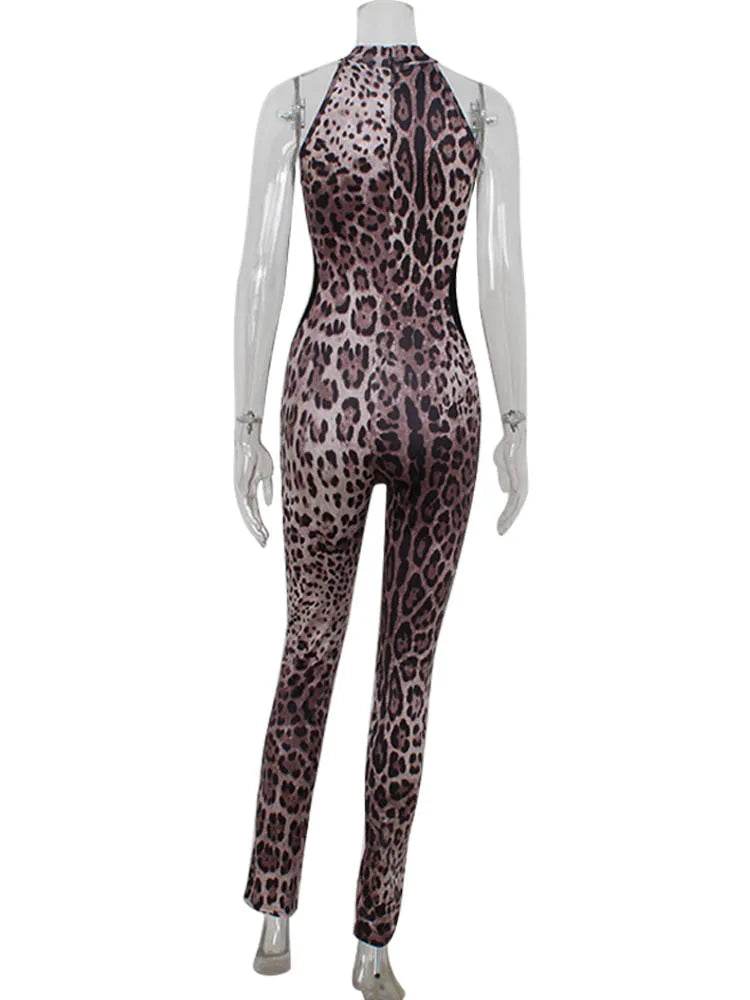 אוברול מנומר צמוד בעיצוב רשת בצדי המותן - Alexis