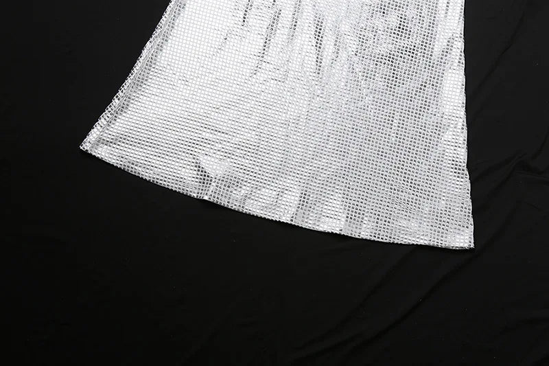 שמלת מקסי קולר גב פתוח בעיצוב רבועים מנצנצים - קייסי