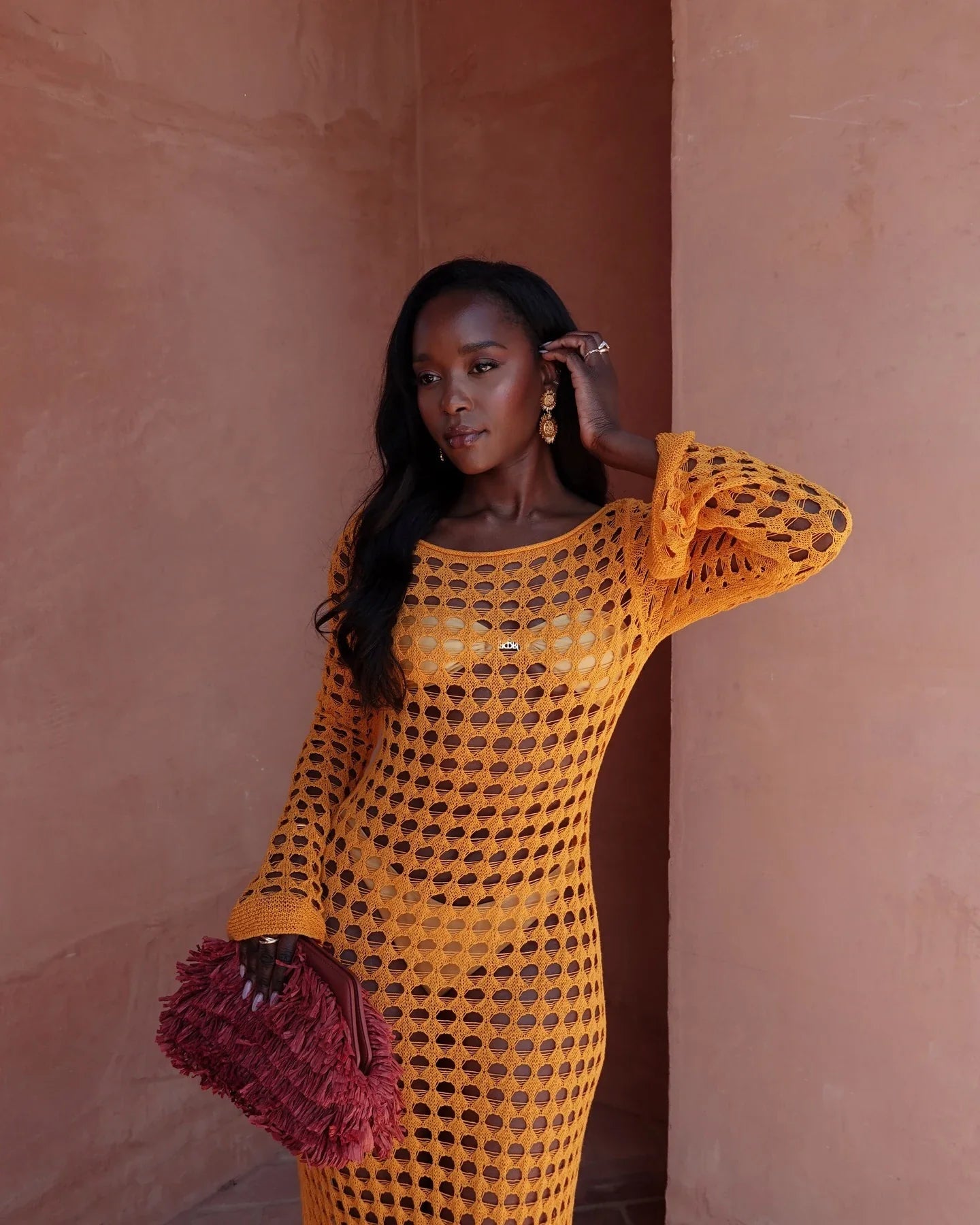 שמלת מקסי חוף רשת  - סול