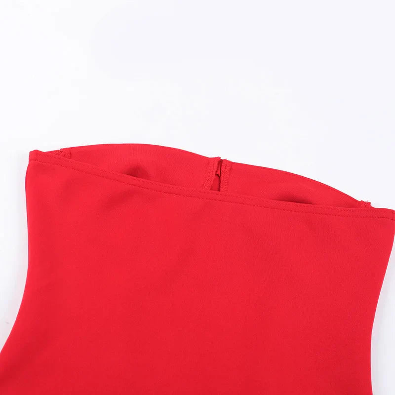 שמלת מיני סטרפלס בעיצוב מחוך וחצאית פרחים 3D - Loretta