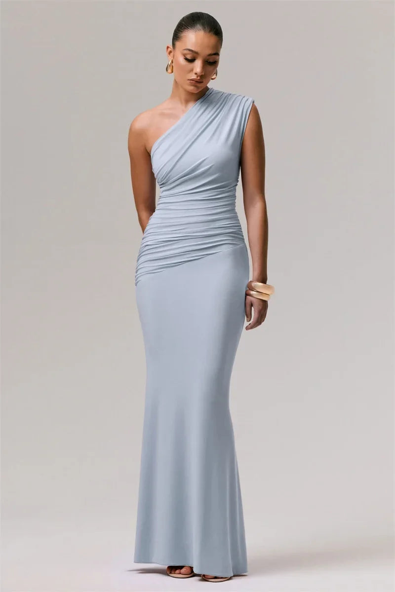Elegant one-shoulder maxi dress - Jeska