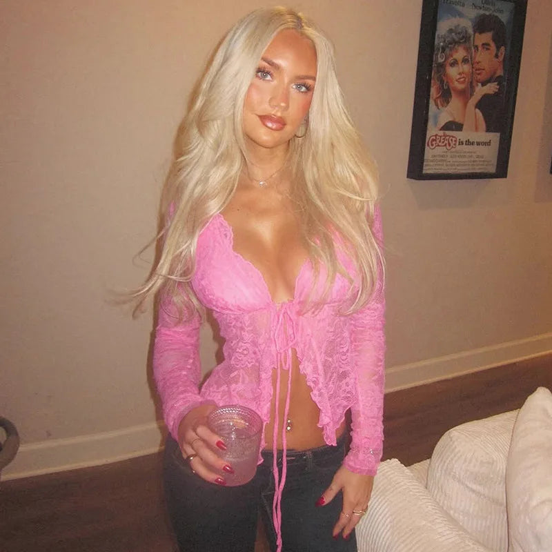 חולצת קשירה תחרה - ארין