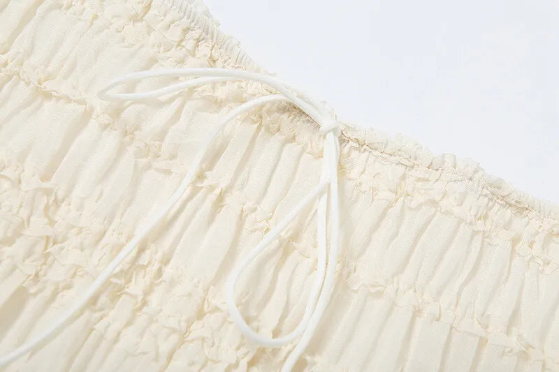 סט שני חלקים בעיצוב שיפון וכיווצים טופ קשירה וחצאית מקסי - אורורה