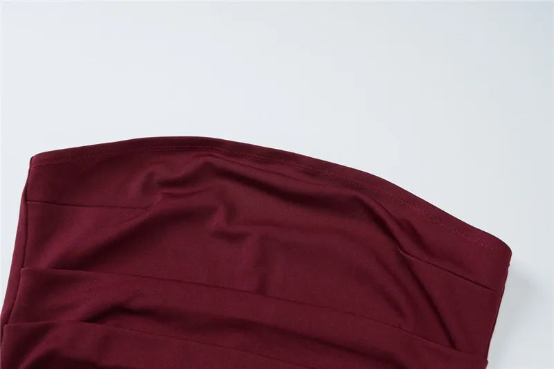 שמלת מקסי סטרפלס בעיטור כפפות וצעיף שיפון - אנאבל