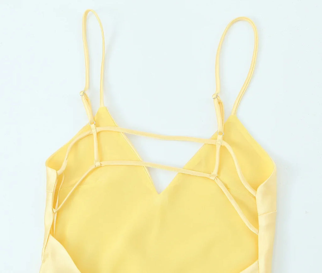 שמלת מקסי סאטן גב חשוף - Mazie