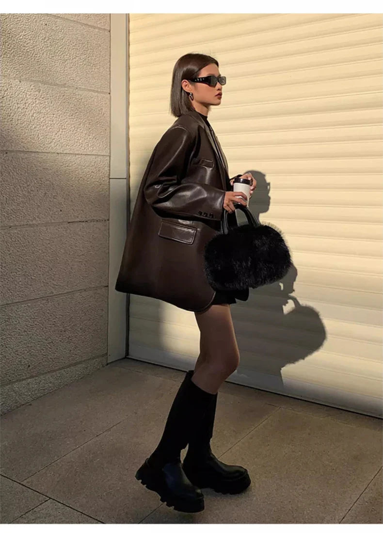 ג'קט עור מחויט - ראשל