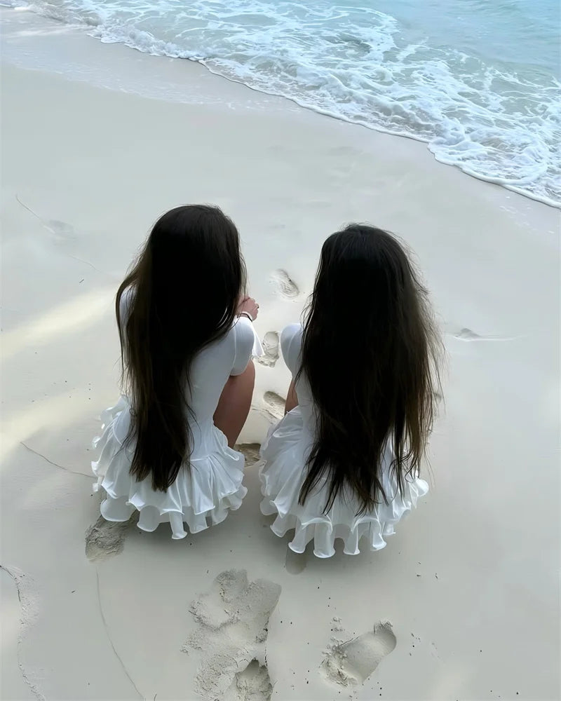 שמלת מיני מלמלה מדורגת בעיטור כפתורים - ברברה