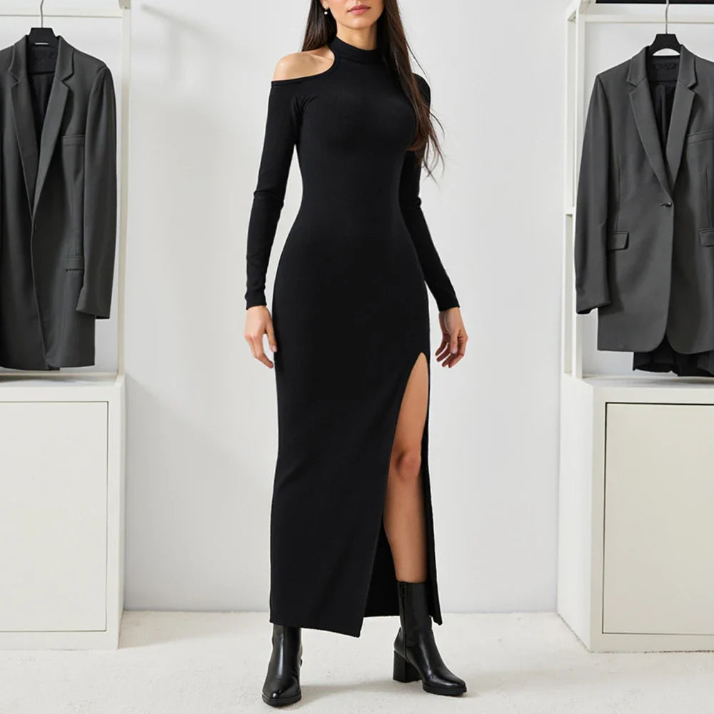 שמלת מקסי אלגנטית בעיטור שסע ופתח - Megan