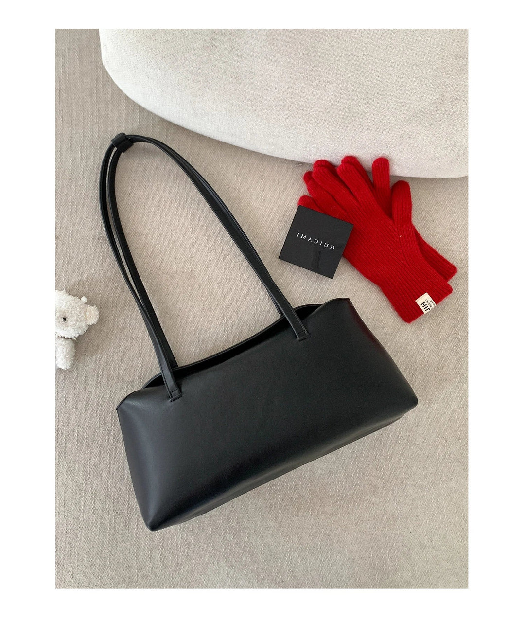 Faux leather bag with rectangular design