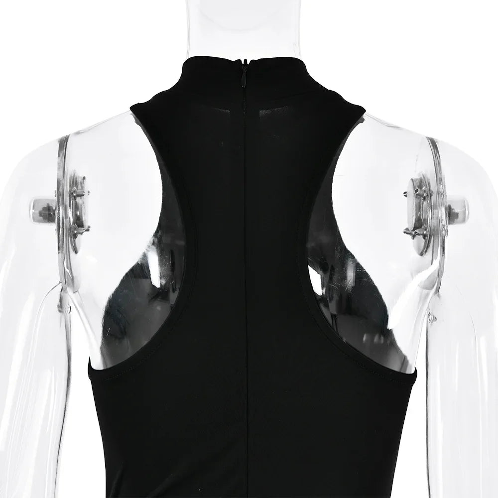 שמלת מקסי בעיצוב בגד גוף צמוד וחצאית סאטן - מריס